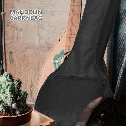 Veemoon Neapolitan Mandolin Case - Padded Oxford Cloth Bag with Backpack Straps and Handles for Safe Transport of Your Mandolin - Durable and Stylish Protection in Black in Saudi Arabia