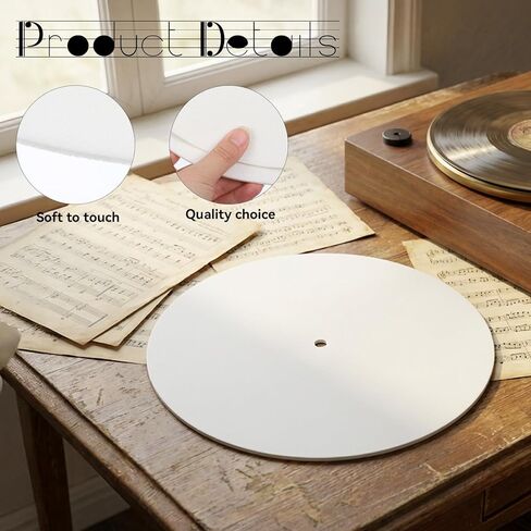 2 Pack White Felt Turntable Mat, 12 Inch White Felt Slipmat for Turntable, Anti Vibration Felts Slip Mat Vinyl for All Vinyl Record Players (1White,1Black) in Saudi Arabia