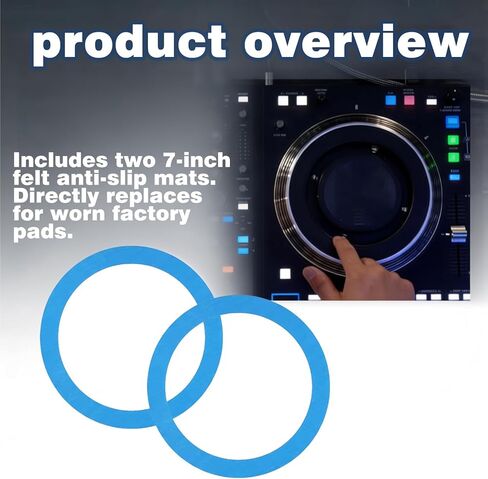 طقم مفارش وملاءات DJ مقاس 7 بوصات من YunGlee متوافقة مع Rane Performance وRane One وPioneer DDJ-REV7 - حلقات منزلقة لدوائر منخفضة الاحتكاك لوحدات التحكم في الأقراص الدوارة الآلية (قطعتان) in Kuwait