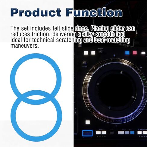 طقم مفارش وملاءات DJ مقاس 7 بوصات من YunGlee متوافقة مع Rane Performance وRane One وPioneer DDJ-REV7 - حلقات منزلقة لدوائر منخفضة الاحتكاك لوحدات التحكم في الأقراص الدوارة الآلية (قطعتان) in Kuwait