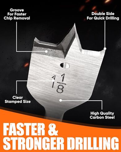 مجموعة لقم المثقاب بأسمائها الحقيقية مكونة من 14 قطعة، بأحجام كاملة 1/4 بوصة - 1-1/2 بوصة للأعمال الخشبية، تغيير سريع بدون أدوات مع امتداد 6 بوصة، فولاذ كربوني معالج بالحرارة، ساق سداسية عالمية 1/4 بوصة، تتضمن حقيبة تخزين in Kuwait