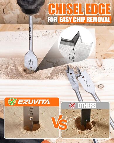 مجموعة لقم المثقاب بأسمائها الحقيقية مكونة من 14 قطعة، بأحجام كاملة 1/4 بوصة - 1-1/2 بوصة للأعمال الخشبية، تغيير سريع بدون أدوات مع امتداد 6 بوصة، فولاذ كربوني معالج بالحرارة، ساق سداسية عالمية 1/4 بوصة، تتضمن حقيبة تخزين in Kuwait