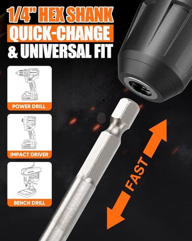 مجموعة لقم المثقاب بأسمائها الحقيقية مكونة من 14 قطعة، بأحجام كاملة 1/4 بوصة - 1-1/2 بوصة للأعمال الخشبية، تغيير سريع بدون أدوات مع امتداد 6 بوصة، فولاذ كربوني معالج بالحرارة، ساق سداسية عالمية 1/4 بوصة، تتضمن حقيبة تخزين in Kuwait