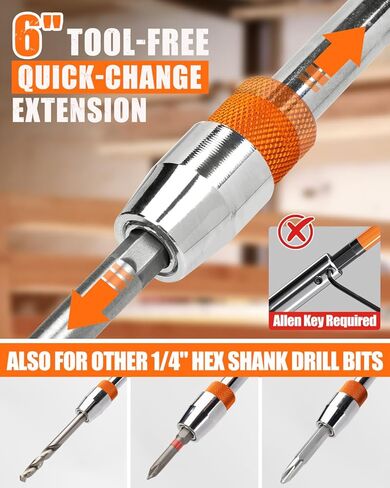 مجموعة لقم المثقاب بأسمائها الحقيقية مكونة من 14 قطعة، بأحجام كاملة 1/4 بوصة - 1-1/2 بوصة للأعمال الخشبية، تغيير سريع بدون أدوات مع امتداد 6 بوصة، فولاذ كربوني معالج بالحرارة، ساق سداسية عالمية 1/4 بوصة، تتضمن حقيبة تخزين in Kuwait