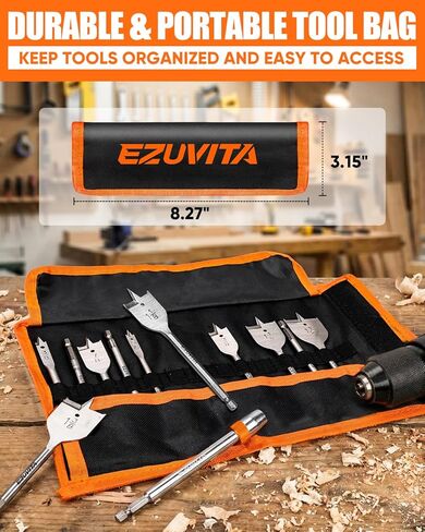 مجموعة لقم المثقاب بأسمائها الحقيقية مكونة من 14 قطعة، بأحجام كاملة 1/4 بوصة - 1-1/2 بوصة للأعمال الخشبية، تغيير سريع بدون أدوات مع امتداد 6 بوصة، فولاذ كربوني معالج بالحرارة، ساق سداسية عالمية 1/4 بوصة، تتضمن حقيبة تخزين in Kuwait