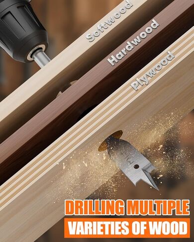 مجموعة لقم المثقاب بأسمائها الحقيقية مكونة من 14 قطعة، بأحجام كاملة 1/4 بوصة - 1-1/2 بوصة للأعمال الخشبية، تغيير سريع بدون أدوات مع امتداد 6 بوصة، فولاذ كربوني معالج بالحرارة، ساق سداسية عالمية 1/4 بوصة، تتضمن حقيبة تخزين in Kuwait