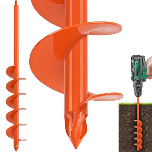 Upgraded Auger Drill Bit for Planting 4'' X 32'' Garden Drill Augers for Digging Holes Post Hole Auger for Bulbs, Flower, Fence Posts Earth Auger Bit for Cordless and Corded Drill - Fit 3/8" Hex Drive in Saudi Arabia