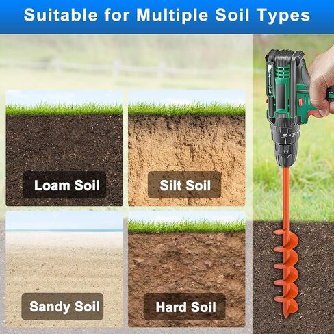 Upgraded Auger Drill Bit for Planting 4'' X 32'' Garden Drill Augers for Digging Holes Post Hole Auger for Bulbs, Flower, Fence Posts Earth Auger Bit for Cordless and Corded Drill - Fit 3/8" Hex Drive in Saudi Arabia