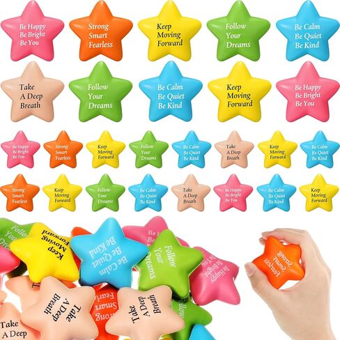 36 أجهزة كمبيوتر محفزة كرات الإجهاد التحفيزية اقتباسات ملونة ملونة ملونة كرات الرغوة يدوية هدايا الإجهاد الإجهاد لمكتب ألعاب القلق الصغيرة للإغاثة المحفزة (النجمة) in Kuwait