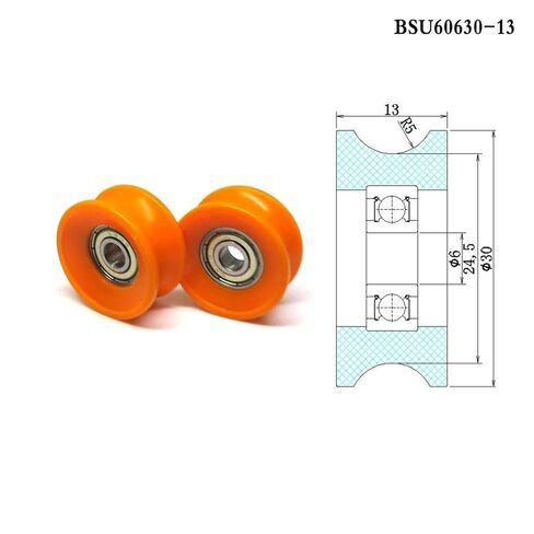 4 قطع 6x30x13 بوم المغلفة على شكل حرف U بكرة BSU60630-13 تحمل 30 مللي متر قطر بكرة بلاستيكية 6*30 13 in Kuwait
