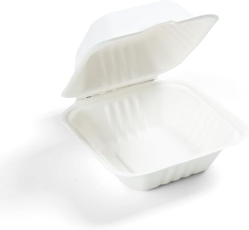 100% Compostable Clamshell Containers - Heavy Duty Disposable Takeout Container [1-Compartment, 6x6x3, 500-Pack] Made of Biodegradable Sugarcane Bagasse, Eco-Friendly To-Go Container in Saudi Arabia