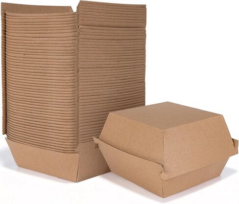 Disposable Bowl & Hamburger box Kraft paper 6.5''×6.5''×1.6'',50 packs,Seperately for bowl Combined for Package&Daily. in Saudi Arabia