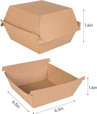 Disposable Bowl & Hamburger box Kraft paper 6.5''×6.5''×1.6'',50 packs,Seperately for bowl Combined for Package&Daily. in Saudi Arabia