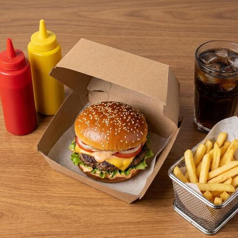 Disposable Bowl & Hamburger box Kraft paper 6.5''×6.5''×1.6'',50 packs,Seperately for bowl Combined for Package&Daily. in Saudi Arabia