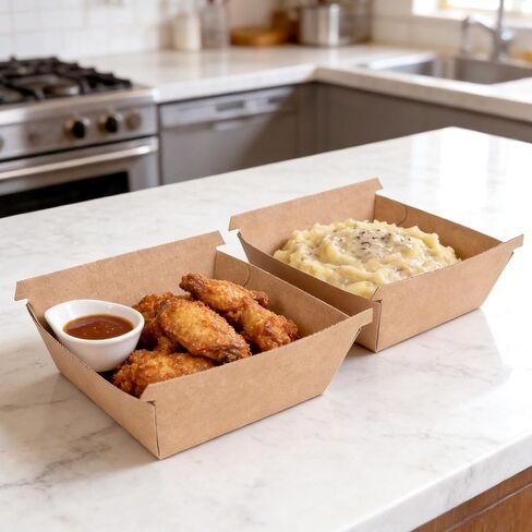 Disposable Bowl & Hamburger box Kraft paper 6.5''×6.5''×1.6'',50 packs,Seperately for bowl Combined for Package&Daily. in Saudi Arabia