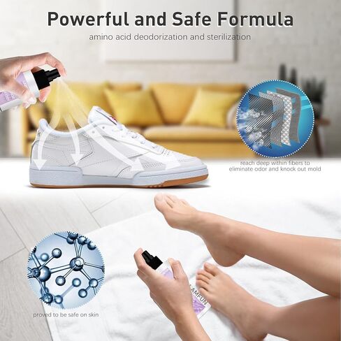 Shoe Odor Eliminator, Lamfun Deodorant Spray for Stinky Sneakers or Smelly Feet, Natural Shoe Deodorizer and Foot Deodorant Fight All Odors, Lavender, 150ml in Saudi Arabia
