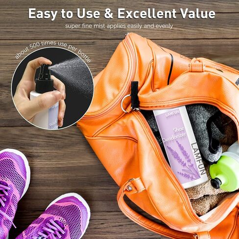 Shoe Odor Eliminator, Lamfun Deodorant Spray for Stinky Sneakers or Smelly Feet, Natural Shoe Deodorizer and Foot Deodorant Fight All Odors, Lavender, 150ml in Saudi Arabia