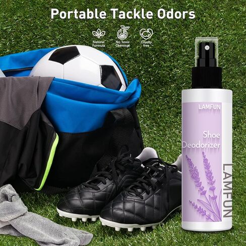 Shoe Odor Eliminator, Lamfun Deodorant Spray for Stinky Sneakers or Smelly Feet, Natural Shoe Deodorizer and Foot Deodorant Fight All Odors, Lavender, 150ml in Saudi Arabia
