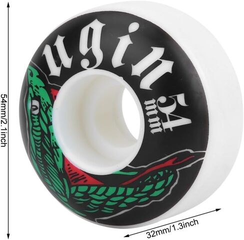 4PCS 54mm Skateboard Wheels - High-Strength 100A Hardness PU Wheels for Street Tricks & Training (White, 32mm Height) in Saudi Arabia