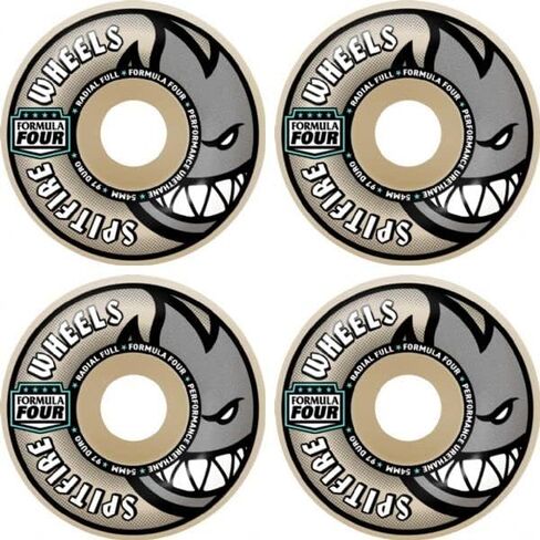 عجلات تزلج Spitfire Wheels Formula Four نصف قطرية طبيعية بالكامل - 54 مم 97a (مجموعة من 4) in Saudi Arabia