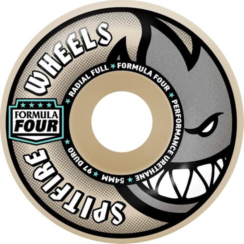 عجلات تزلج Spitfire Wheels Formula Four نصف قطرية طبيعية بالكامل - 54 مم 97a (مجموعة من 4) in Saudi Arabia