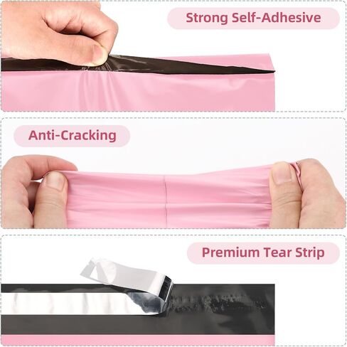 Famagic Poly Mailers متعددة الحجم 6 × 9 بوصة 10 × 13 بوصة 12 × 15.5 بوصة 14.5 × 19 بوصة 100 حزمة (25 لكل حجم) أكياس الشحن مغلفات وردية ذاتية الغلق حقيبة بريدية متنوعة الحجم مقاومة للماء وأكياس التعبئة والتغليف المقاومة للتمزق in Kuwait