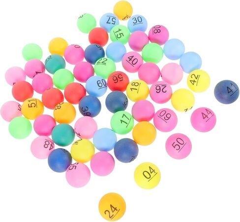DECHOUS 60PCS Colorful Number Lottery Balls for Raffle Games Plastic Table Tennis Style for Party Activities and Drawings in Kuwait