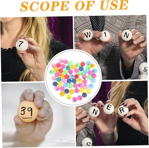 DECHOUS 60PCS Colorful Number Lottery Balls for Raffle Games Plastic Table Tennis Style for Party Activities and Drawings in Kuwait