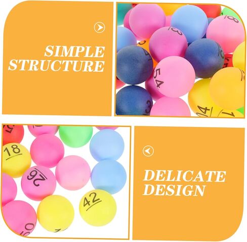 DECHOUS 60PCS Colorful Number Lottery Balls for Raffle Games Plastic Table Tennis Style for Party Activities and Drawings in Kuwait