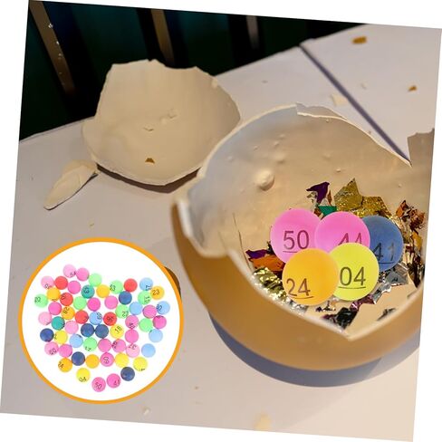DECHOUS 60PCS Colorful Number Lottery Balls for Raffle Games Plastic Table Tennis Style for Party Activities and Drawings in Kuwait