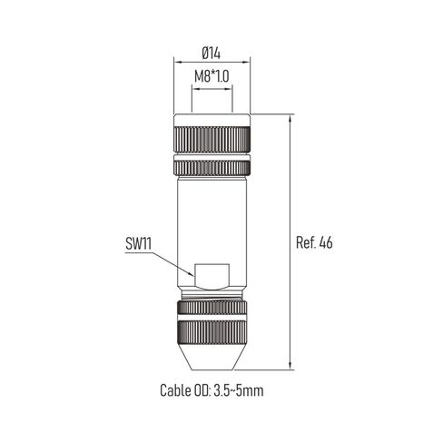 M8 Waterproof Connector 3Pin A-Code Assembled Shielded Female Aviation Metal Shell in Kuwait