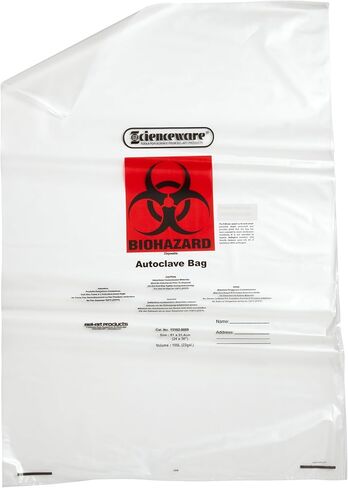 SP Bel-Art Clear Biohazard Disposal Bags with Warning Label; 1.5 mil Thick, 15-20 Gallon Capacity, Polypropylene (Pack of 100) (F13162-0009) in Saudi Arabia