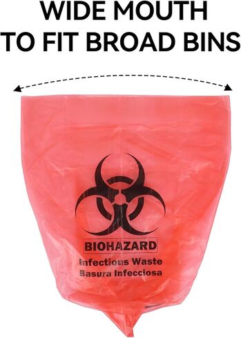 Klmnop 200 Pack Biohazard Waste Bags, 3 Gallon 14.57 x 18.9in Heavy-Duty Red Trash Bag, Medical-Grade Biohazard Waste Disposal Bags for Safety Waste Disposal(Red) in Saudi Arabia