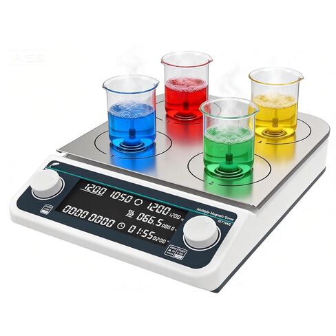 Digital Magnetic Hotplate Stirrer, 4-Station Lab Stirrer with Heating Up to 120°C/248°F, Timer Function, 4 Positions for 4x500ml, Precision Lab Stirrers,Clear in Saudi Arabia