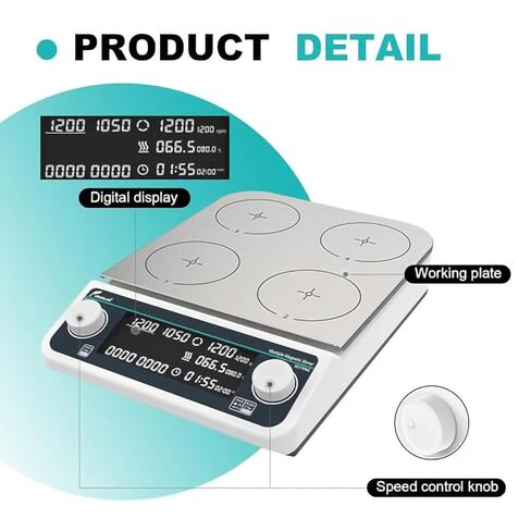 Digital Magnetic Hotplate Stirrer, 4-Station Lab Stirrer with Heating Up to 120°C/248°F, Timer Function, 4 Positions for 4x500ml, Precision Lab Stirrers,Clear in Saudi Arabia