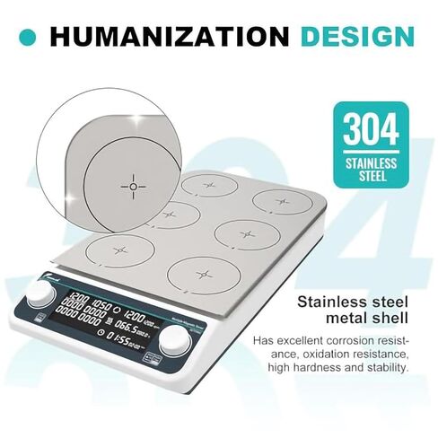 Digital Magnetic Hotplate Stirrer, 4-Station Lab Stirrer with Heating Up to 120°C/248°F, Timer Function, 4 Positions for 4x500ml, Precision Lab Stirrers,Clear in Saudi Arabia