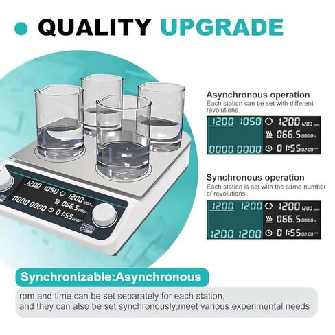 Digital Magnetic Hotplate Stirrer, 4-Station Lab Stirrer with Heating Up to 120°C/248°F, Timer Function, 4 Positions for 4x500ml, Precision Lab Stirrers,Clear in Saudi Arabia