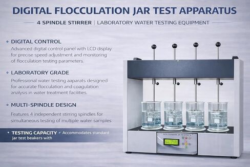 KSM Equip Digital Jar Test Apparatus, 4 Jar Flocculator for Water Treatment, Laboratory Coagulation and Flocculation Testing Equipment with Digital RPM and Timer Display in Kuwait