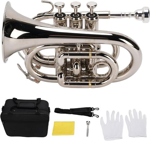 Drfeify Brass Bb Trumpet Set Compact and Portable Pocket Trumpet, for Practice and Performance Settings in Saudi Arabia
