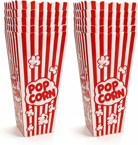 5 Pack Plastic Popcorn Boxes, 7.5" Tall and 3.6" Square Large Capacity Popcorn Containers Buckets for Pop Corn Machine, Movie Night, Cinema, Carnival, Party, Concessions in Kuwait
