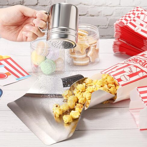 202 Pcs Popcorn Machine Supplies Set, Kernel Sifting Speed Scoop, Stainless Steel Seasoning Dredge with Handle, 200 Pcs Popcorn Bags Bundle for Home Kitchen Theater Movie Tools Supplies (1 Oz) in Saudi Arabia