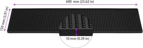 FUNSUEI 4 PCS 6 x 24 Inch Black Rubber Bar Mats, Rubber Bar Service Spill Mat, Non Slip Bar Top Mat, PVC Bar Drink Pad for Home Kitchen, Pubs, Restaurants in Saudi Arabia