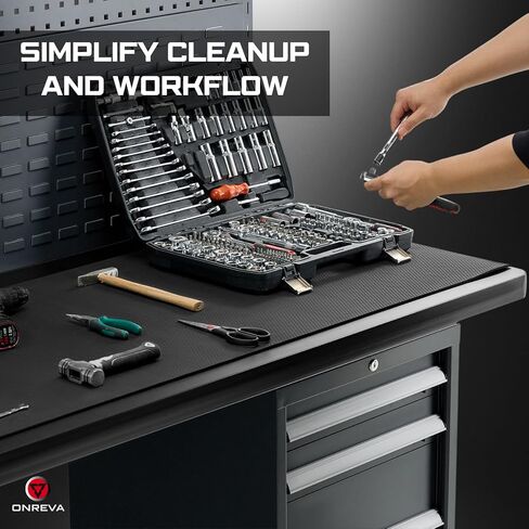 ONREVA Workbench Mat 24X48 Inches, EVA Rubber Work Mat, Protect Your Work Bench Top, Heavy Duty Pad for Tool Box Top, Table, Tool Station, Rolling Cabinet Cart Cover Liner Matt, 48"X24" 5mm Thick in Kuwait