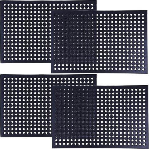 سجادة أرضية مطاطية مضادة للتعب من OrangeStar، مقاس 60.96 سم × 91.44 سم، سجادات تصريف تجارية لمطبخ المطاعم، سجادة باب غير قابلة للانزلاق مع فتحات لحمام السباحة الداخلي والخارجي، أسود in Kuwait