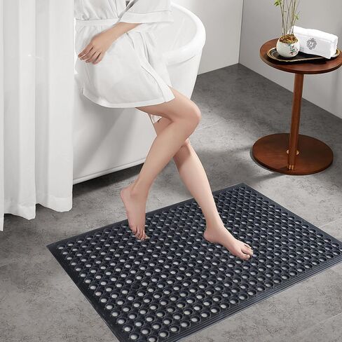 سجادة أرضية مطاطية مضادة للتعب من OrangeStar، مقاس 60.96 سم × 91.44 سم، سجادات تصريف تجارية لمطبخ المطاعم، سجادة باب غير قابلة للانزلاق مع فتحات لحمام السباحة الداخلي والخارجي، أسود in Kuwait