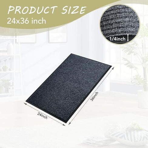Front Door Mat,3'x4'Indoor Outdoor Door Mat,Heavy Duty Durable Welcome,Commercial Floor Mats Inside Outside Entrance, Waterproof All-Season, All-Weather Non Slip Backing Doormat for Entryway,Dark Gray in Saudi Arabia