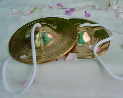 Brass Manjira Cymbals with Rope | Traditional Indian Hand Percussion Instrument for Puja, Bhajan, Aarti & Kirtan | Kartal Jodi for Temple Worship, Meditation, Yoga & Spiritual Music 4.25"inch in Saudi Arabia