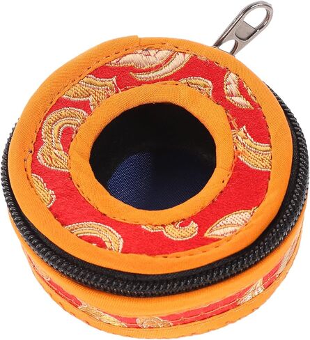Tibetan Meditation Bell Storage Holder Pouch with Handmade Embroidered Silk Cover Compact 2.95 Inch Bell Container for Temple and Home Use in Saudi Arabia