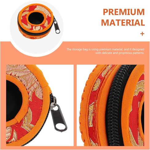 Tibetan Meditation Bell Storage Holder Pouch with Handmade Embroidered Silk Cover Compact 2.95 Inch Bell Container for Temple and Home Use in Saudi Arabia