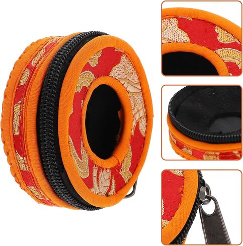 Tibetan Meditation Bell Storage Holder Pouch with Handmade Embroidered Silk Cover Compact 2.95 Inch Bell Container for Temple and Home Use in Saudi Arabia